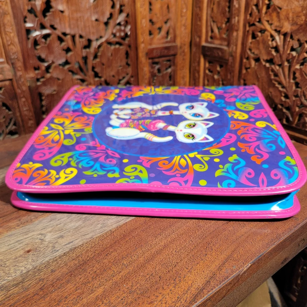 Vintage Y2K Lisa Frank Siamese Cats Roxi & Rollie Zipper 3 Ring Binder, Folders